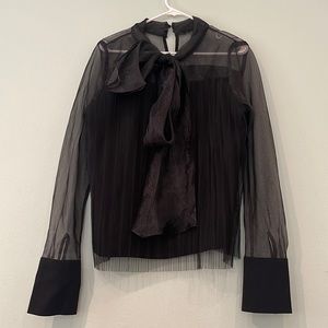 Black bow chiffon blouse
